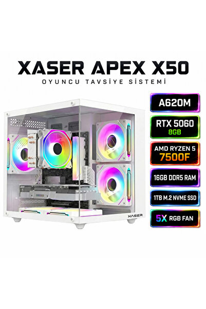 XASER Apex x50 Ryzen 5 7500F-A620M-K/ASUS RTX 5060 DUAL /1TB M.2/16GB DDR5 Be...