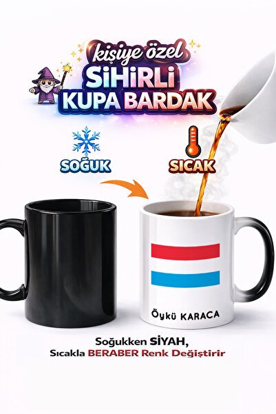 Kirbi Reklam كوب سحري من البورسلين مطبوع عليه علم لوكسمبورغ هدية