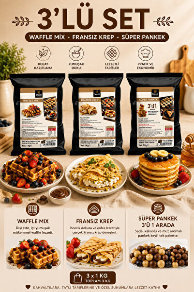 Callei Chocolate WAFFLE-KREP-PANKEK MİX/ UN KARIŞIMI 3'LÜ SET (500'ER GRAM PA...