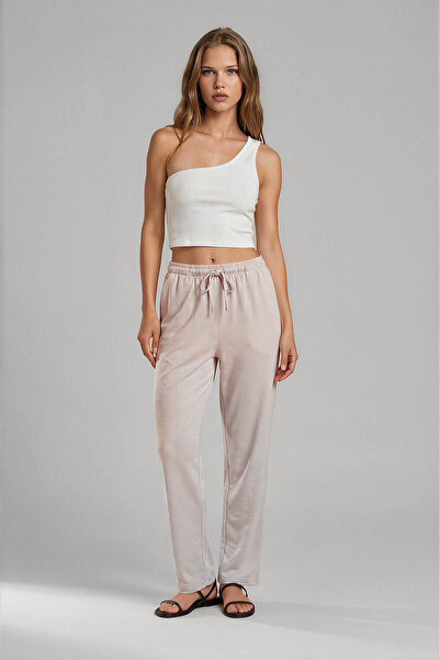 Vitrin Satin Trousers with Elastic Waist