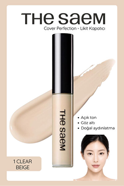 THE SAEM Uzun Süre Kalıcı Likit Kapatıcı Cover Perfection Tip Concealer - 1 C...