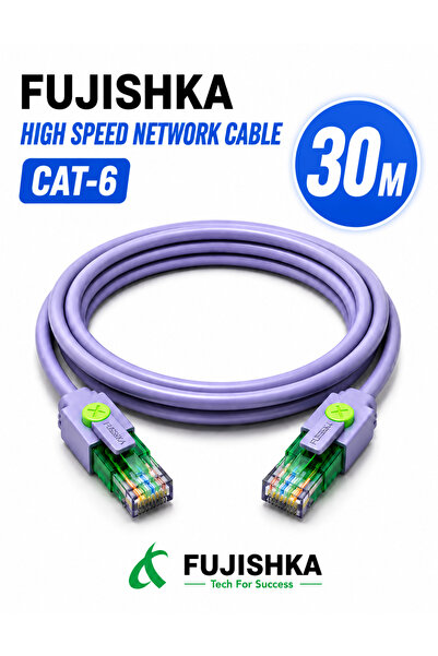 FUJISHKA كابل إيثرنت CAT6 عالي السرعة 30 متر - كابل LAN بموصل RJ45 للراوتر وا...