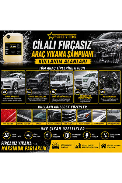 PROTEK Cilalı Fırçasız Araç Yıkama Şampuanı 20LT