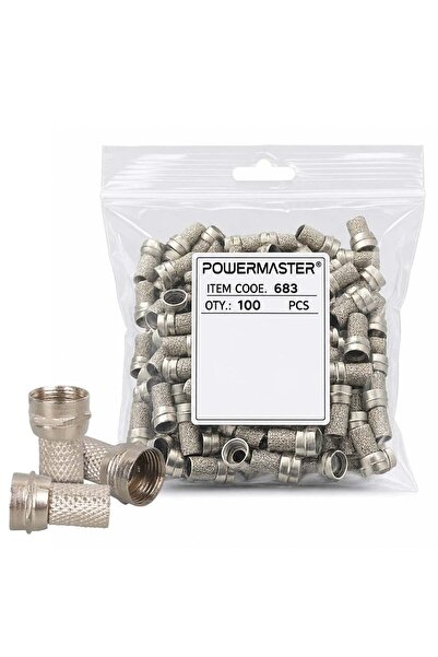 Powermaster PM-683 F Konnektör RG6/U4 Uydu Anten Kablo Uyumlu Çevirmeli Vidalı Tip (100'lü Paket)