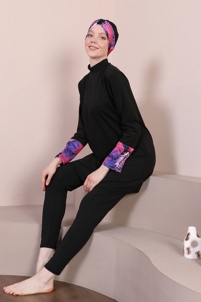 ICOLEXİN Yelpaze Kol (Hawai) model tesettür mayo