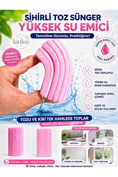 Kinlee Yüksek Su Emici Sihirli Nemli Sünger - Çok Amaçlı Yumuşak Mutfak Ve Bu...