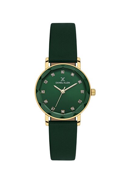 Daniel Klein Kasası Gold Kordonu Yeşil Renk 28 Mm Hediye Paketli Kadın Kol Saati