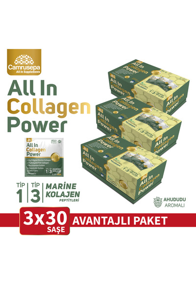Camrusepa ALL IN COLLAGEN POWER Tip 1-2-3 - 3 lü Avantaj Paket (3x30 Saşe) Ah...