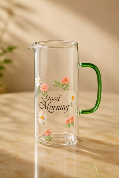 İnterlife Yaz Temalı Çiçekli Sürahi & Karaf 1200 ML Good Morning Yazılı (BULA...