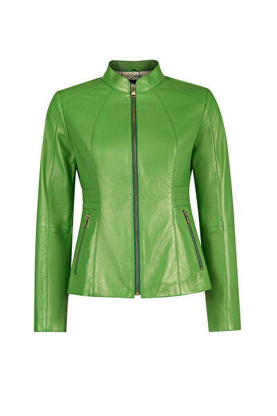 Derimod Lydia Women's Green Short Leather Jacket 26Sge5976Pr