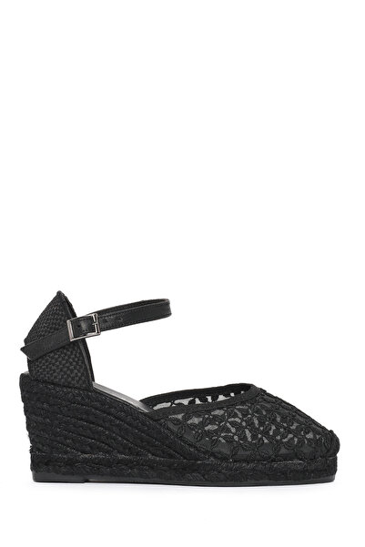 Derimod Kadın Siyah Bilekten Tokalı Dolgu Topuklu Espadril 26PFD20636F