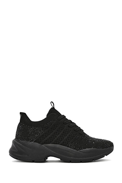 Derimod Zero Kadın Siyah Bağcıklı Taşlı Kumaş Sneaker 25SFD43156F