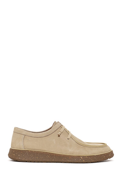 Derimod Men's Beige Lace-Up Nubuck Leather Casual Shoes 26Sfd6978V3