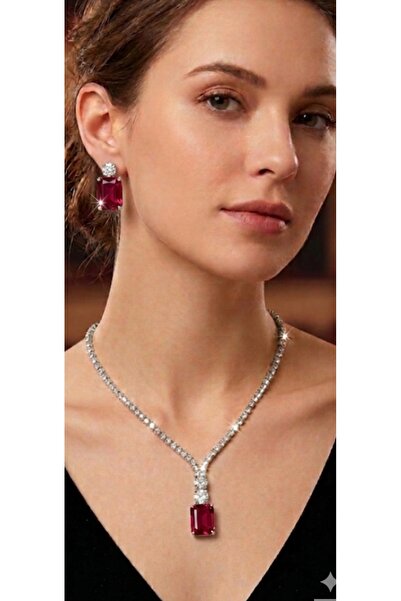 Zanora Baget Stone Elegant 2 Set Red Color Bridal Engagement Set