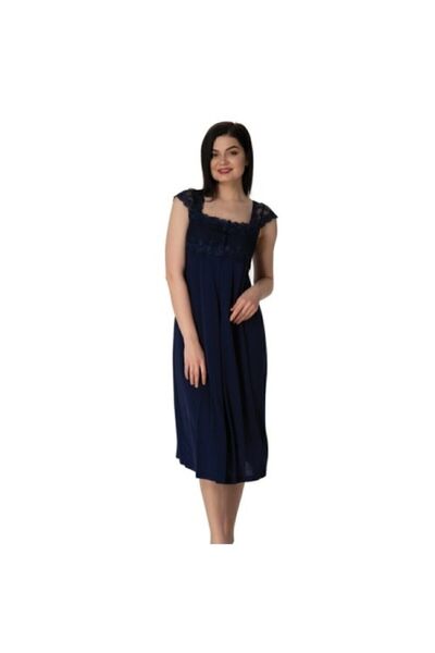 Generic Brand Zerre Baby Women's Navy Blue Lace Maternity Maternity Nightgown
