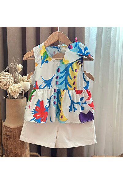 Alvadonna KOMPLET ZA DEVOJČICE SA BLUZOM I KRATKIM PANTALONAMA SA UZORAKOM