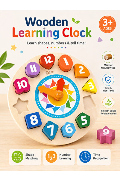Classic World TicTac Wooden Shape Sorting Game a Clock Design 12 Numbers for ...