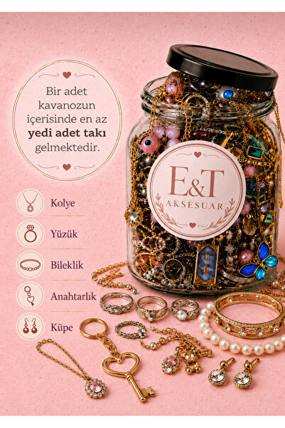 TekinAksesuar15 E&T Accessory Medium Size Jewelry Jar Gold/Silver