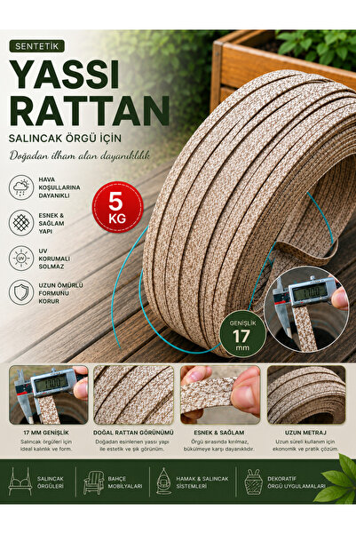 Mady Aksesuar Premium Synthetic Rattan Strip - Swing Weaving and Repairing Co...