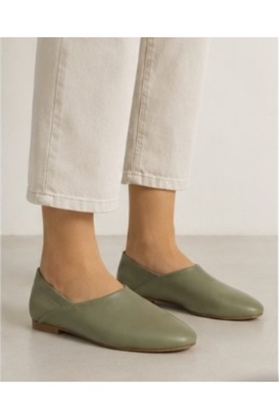 Lucciola Women's Genuine Leather (Pearl) Green Ballerina Shoes