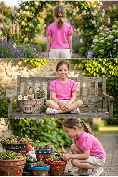 meyastore Girl's T-Shirt with Daisy Embroidery