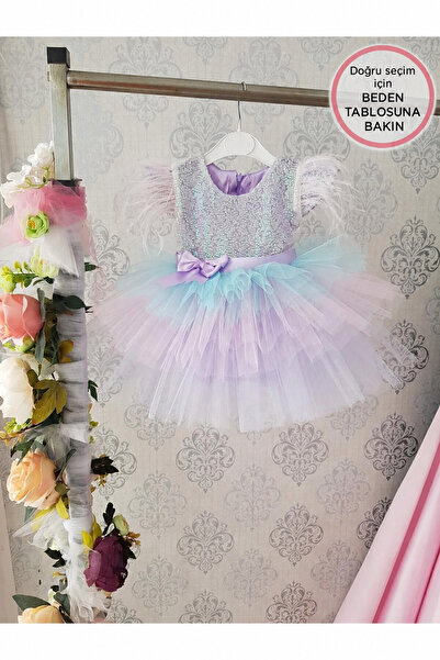 Kidstore Çocuk Lila Unicorn Ve Deniz Kızı Konsept Elbise