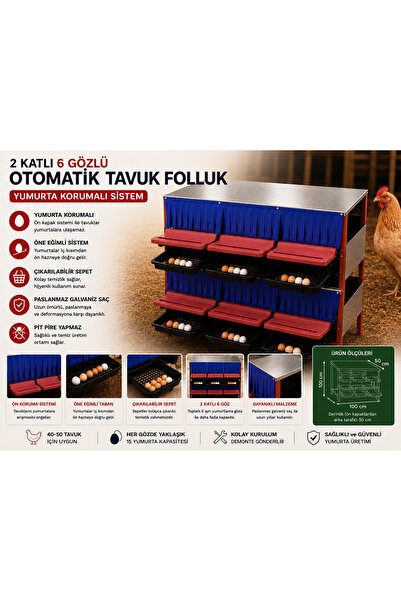 kanatlımalzemeleri 6 GÖZLÜ OTOMATİK FOLLUK GALVANİZ 40-50 tavuk için uygundur.