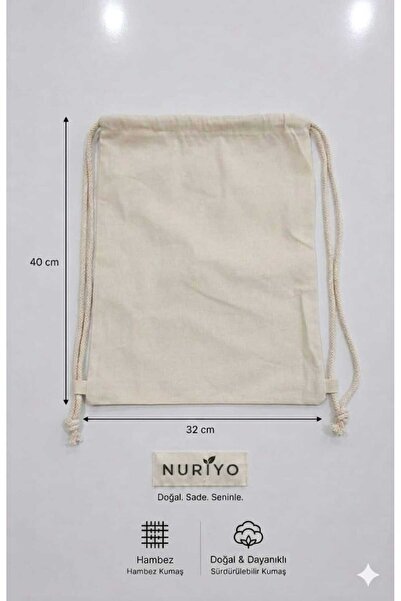 NURİYO 32x40 Hambez Baskısız İp Büzgülü Sırt Çantası || Boyanabilir Çanta || ...