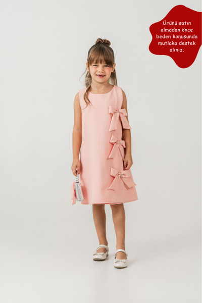 Eray Kids فستان للفتيات بتصميم فيونكة لمناسبات خاصة - فستان سهرة أنيق مع حقيب...