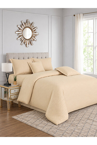 Generic طقم لحاف ناعم مخطط من Sleep Night، مقاس كينج (220×240 سم)، 6 قطع، بنم...