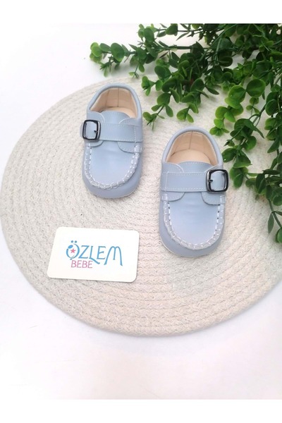 ÖZLEM BEBE Kemerli Erkek Bebek Ayakkabısı Mavi