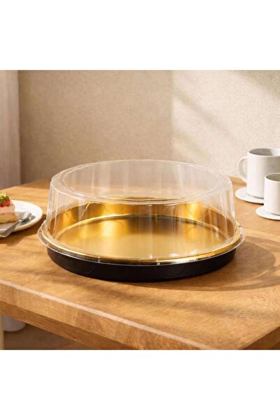 PAN HOME Dronan Round Cake Box 31x11cm -clear & Gold