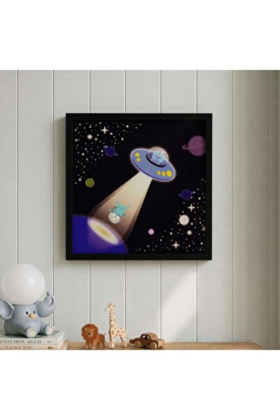 PAN HOME Space Craft Led Framed Wall Art 43x43cm - Multicolor
