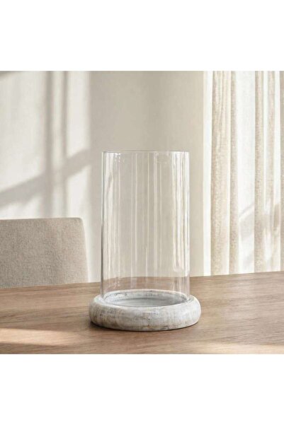 PAN HOME Aeon Mango Wood Pillar Candle Holder 19x19x30cm -white