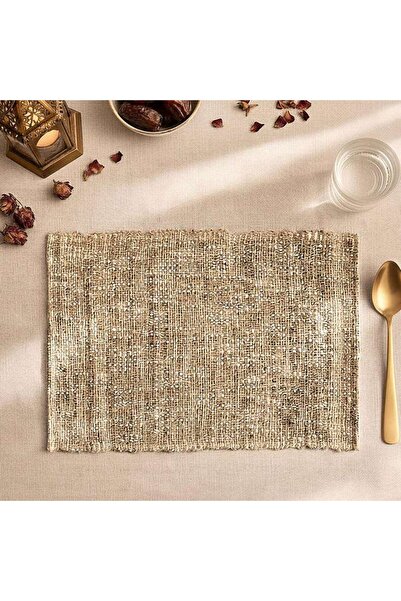 PAN HOME مفرش طاولة منسوج من قماش الرامي - 33x48 سم - طبيعي