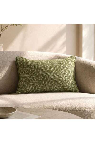 PAN HOME Atlanta Geo Down Alternative Filled Cushion 40x60cm-forest Green