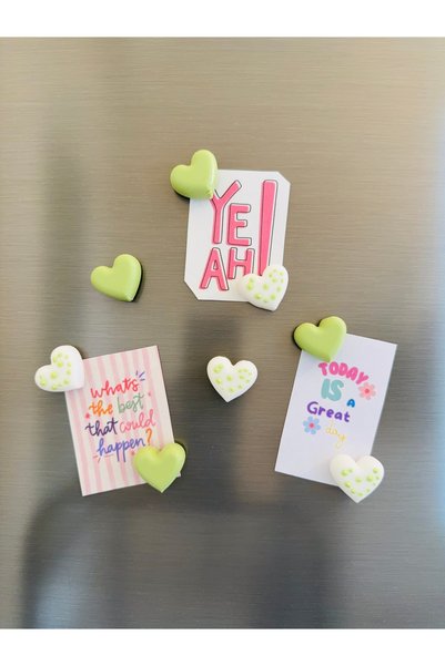 Gamy Crafts Magnet - Buzdolabı Magneti - Buzdolabı Süsü - 8’li Kalpli Magnet - Sevgililer Günü Hediyesi
