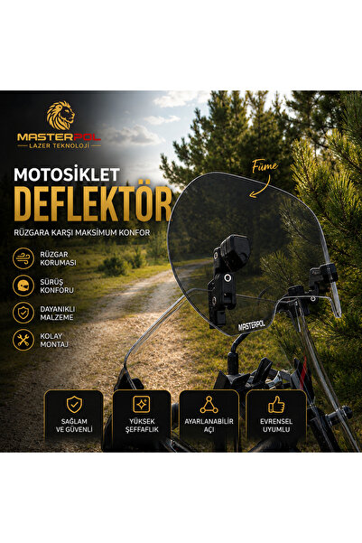 MASTERPOL FÜME Deflektör MODEL 3 Rüzgar Saptırıcı Siperlik Şeffaf Motor Camı ...