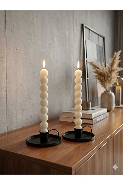 SCA CANDLE Dekoratif Mum Şamdanlık Mum Top Model Beyaz Renk Modern Dekoratif ...
