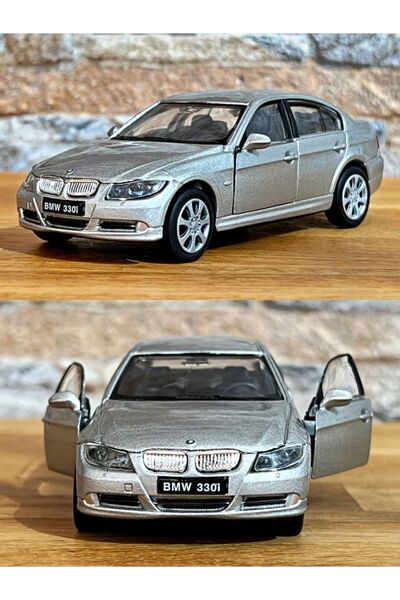 TOYFEST BMW 330i Çek Bırak Die - Cast Metal Model Araba - Gri 11.5 cm
