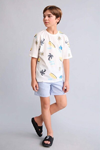 DeFacto Patterned Crinkle Swim Shorts for Boys H1845A826Hs