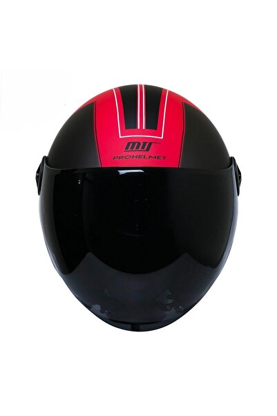 ebakbak Motosiklet Yarım Kask Siyah Vizör R22.06 Sertifika Fiber Material Des...