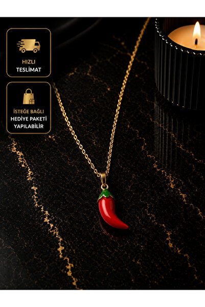 PURE BERRY ŞANS BİBERİ KIRMIZI BİBER KOLYE YILBAŞI %100ÇELİK HEDİYELİK (İSTEĞ...