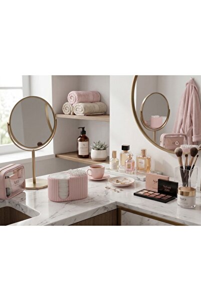 craftopya Pamuk ve Kulak Çubuğu Düzenleyici - Dekoratif Banyo Organizeri - Pembe