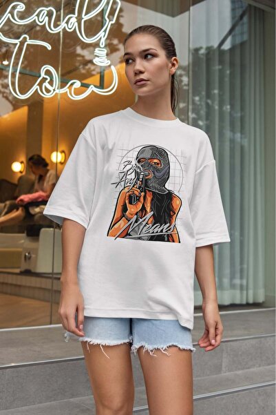 buzagi tasarım ürünleri Urban Oversize Unisex White T-Shirt