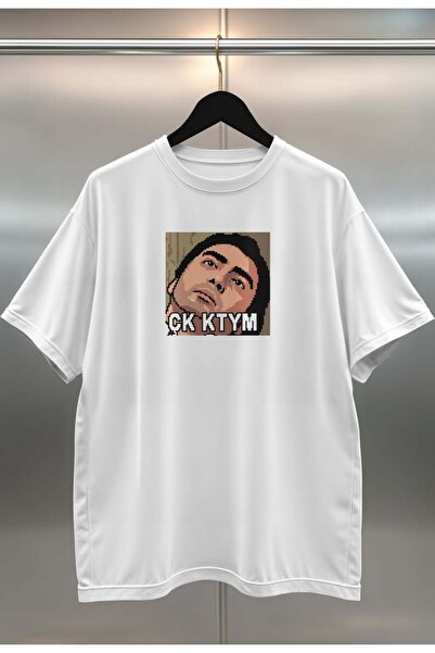 buzagi Çk Ktym Wolf Valley Digital Print Oversize White Unisex T-Shirt