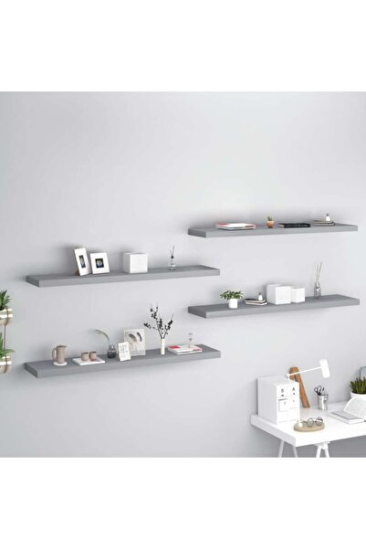 Concept Rafturi de perete suspendate, 4 buc., gri, 120x23,5x3,8 cm, MDF