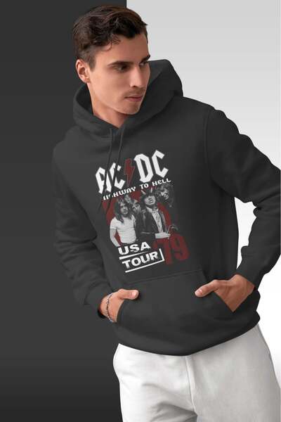 buzagi tasarım ürünleri سويت شيرت بقلنسوة كبير الحجم للجنسين من AC/DC