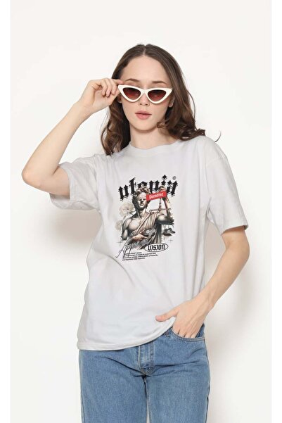 buzagi tasarım ürünleri Urban Regular Fit Unisex White T-Shirt