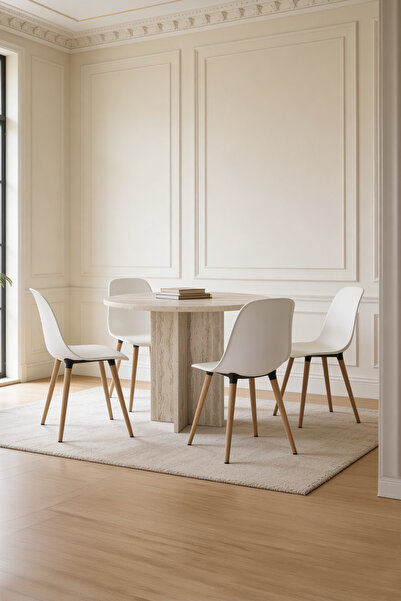 SARMOBİ Harmony Sora Oval Masa 90x75x90 cm Trevi (Sadece Masa) - Modern Tasarım